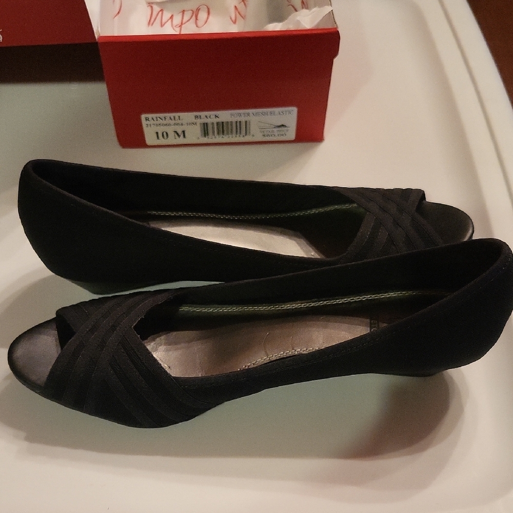 Impo Black Peep-Toe Heels